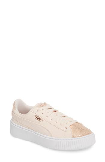 Women's Puma Basket Platform Sneaker .5 M - Pink
