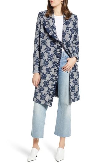 Women's Halogen Ruffle Front Topper Coat - Blue