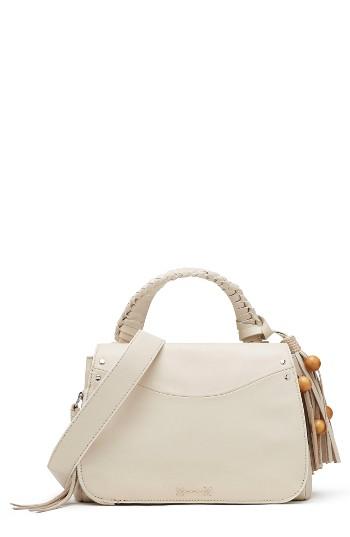 Elizabeth And James Small Trapeze Leather Satchel - Beige