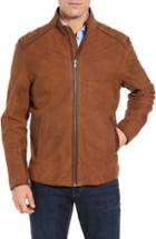Men's Flynt Regular Fit Leather Moto Jacket - Brown