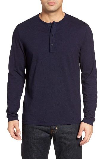 Men's Nordstrom Men's Shop Long Sleeve Henley, Size - Blue
