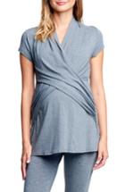 Women's Maternal America Cross Drape Maternity/nursing Top - Grey