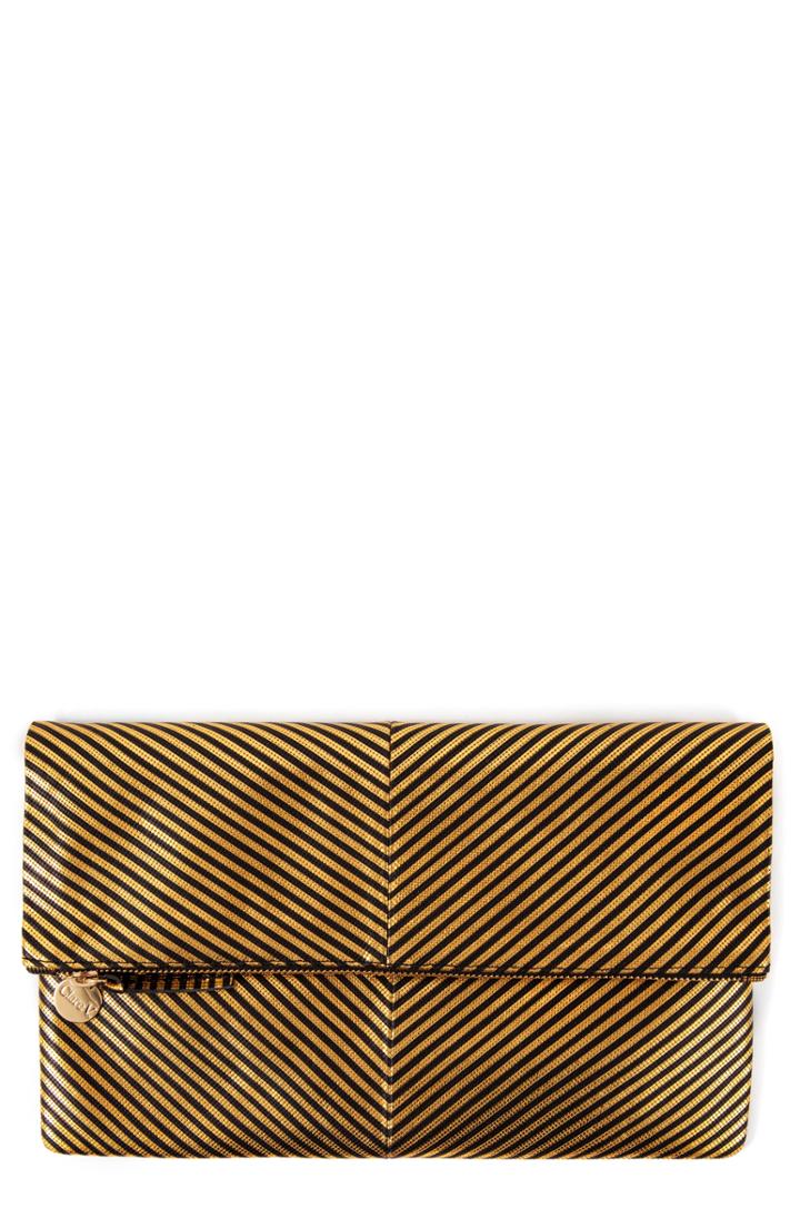 Clare V. Disco Stripe Foldover Clutch - Black