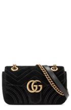 Gucci Small Gg Marmont 2.0 Matelasse Velvet Shoulder Bag - Black