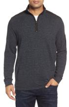 Men's Bugatchi Classic Fit Pinstripe Quarter Zip Pullover, Size - Black