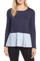 Petite Women's Pleione Pleat Inset French Terry Top P - Blue
