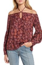 Women's The Fifth Label Carousel Print Off The Shoulder Top - Burgundy