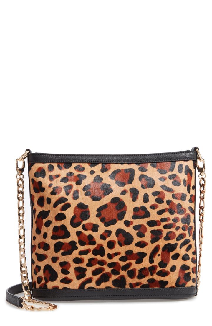 Nordstrom Maribel Genuine Calf Hair Crossbody Bag - Black