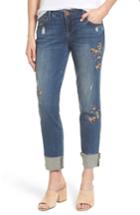 Petite Women's Wit & Wisdom Flex-ellent Embroidered Boyfriend Jeans P - Blue
