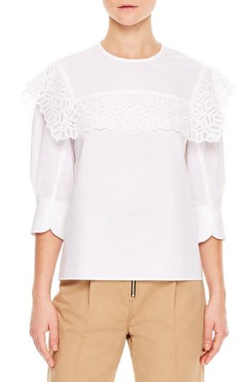 Women's Sandro Lace Popover Cotton Top - White