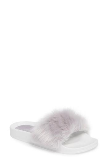 Women's Topshop Hoot Faux Fur Slide Sandal .5us / 40eu - Purple