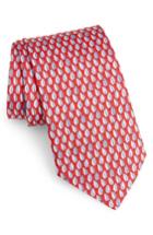 Men's Salvatore Ferragamo Felce Print Silk Tie, Size - Red
