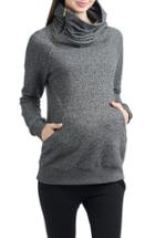 Women's Kimi And Kai 'thea' Zip Collar Maternity Sweatshirt - Grey