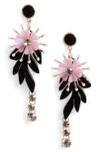 Women's Kitsch Floral Crystal & Imitation Pearl Drop Earrings