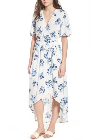 Women's Moon River Floral Midi Wrap Dress - Blue