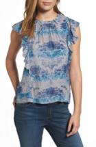 Women's Lucky Brand Ruffle Print Top - Blue