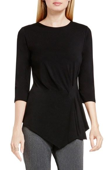 Women's Vince Camuto Side Pleat Asymmetrical Top - Black
