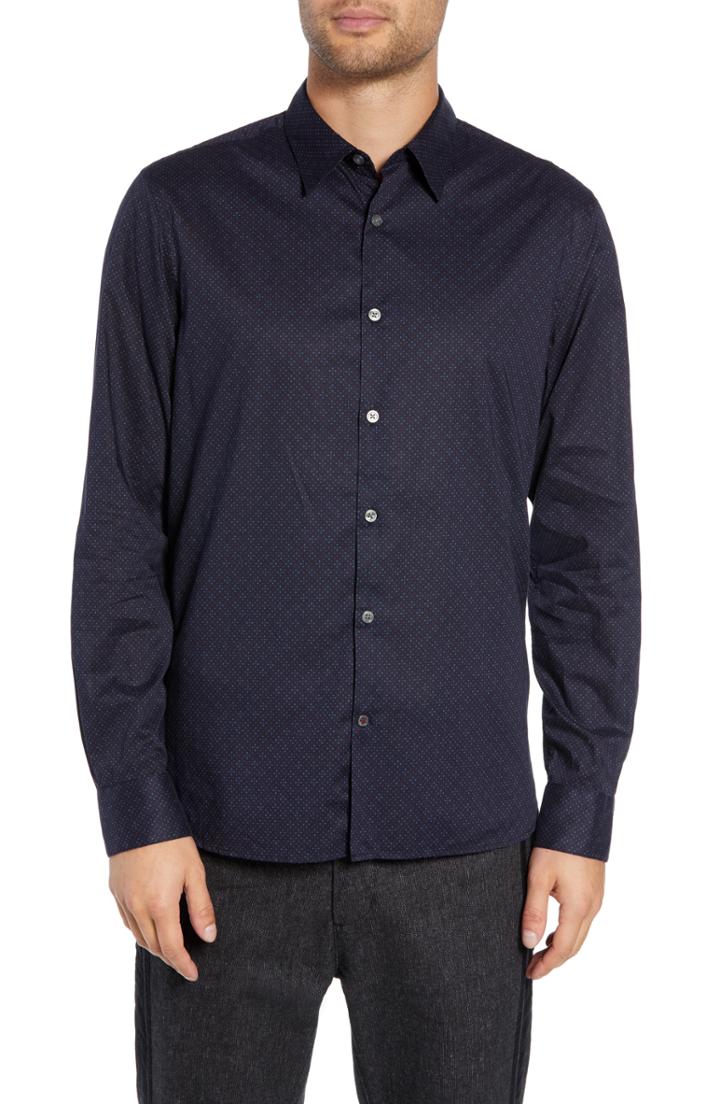 Men's John Varvatos Star Usa Diamond Print Sport Shirt, Size - Blue