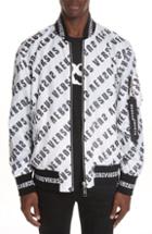 Men's Versus Versace Diagonal Mirror Logo Reversible Bomber Jacket Eu - White
