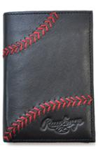 Men's Rawlings Baseball Stitch Leather Money Clip Wallet - Black
