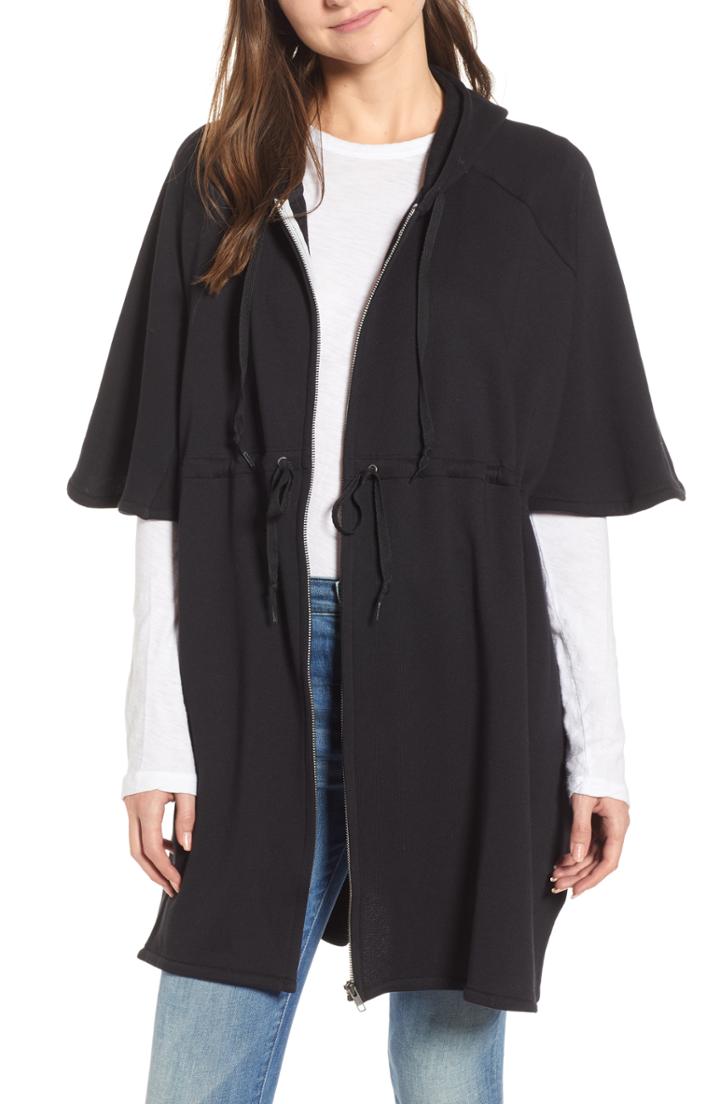 Women's Treasure & Bond Knit Hooded Poncho, Size - Black