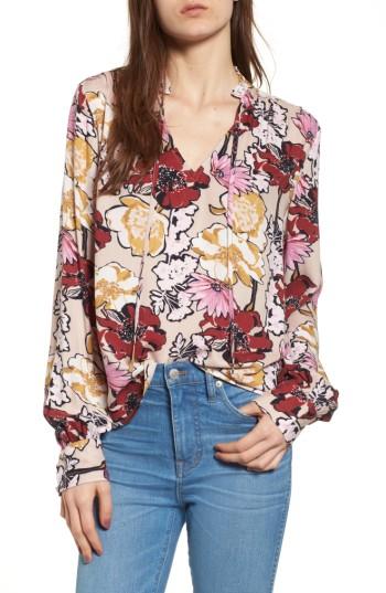 Women's Hinge Ruffle V-neck Blouse, Size - Pink