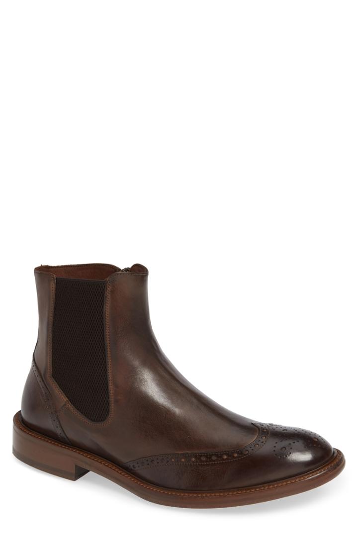 Men's J & M 1850 Bryson Wingtip Chelsea Boot .5 M - Brown