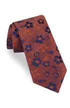 Men's Ted Baker London Floral Silk Tie, Size - Brown