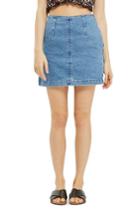 Women's Topshop A-line Denim Miniskirt Us (fits Like 6-8) - Blue