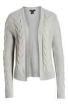Petite Women's Halogen Open Front Cable Cardigan P - Grey