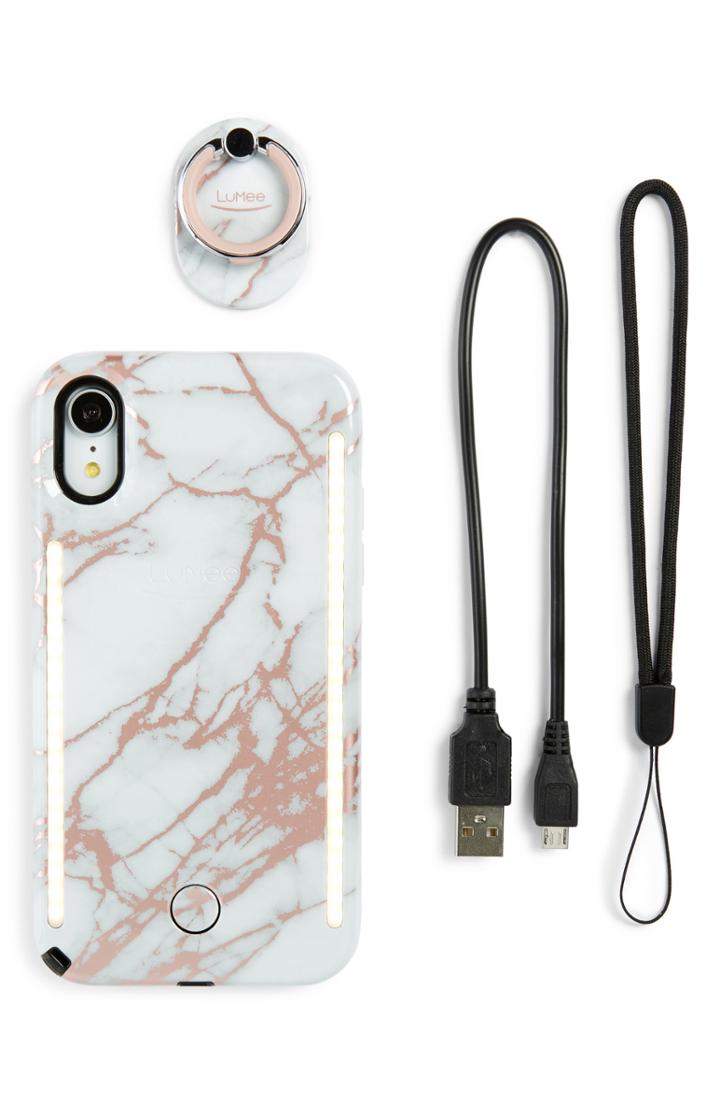Lumee Duo Led Lighted Iphone X/xs, Xr & X Max Case, Ring Phone Case Grip & Wrist Strap Set - Pink