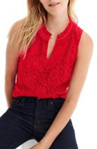 Women's J.crew Lace Ruffle Neck Top, Size - Red