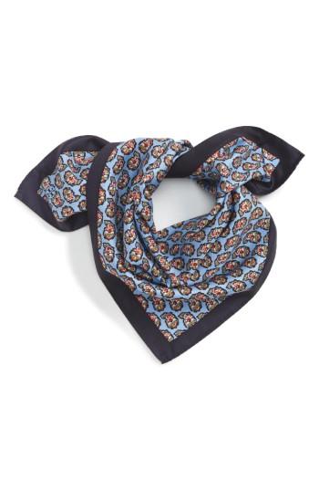 Women's Tory Burch Paisley Silk Scarf, Size - Blue