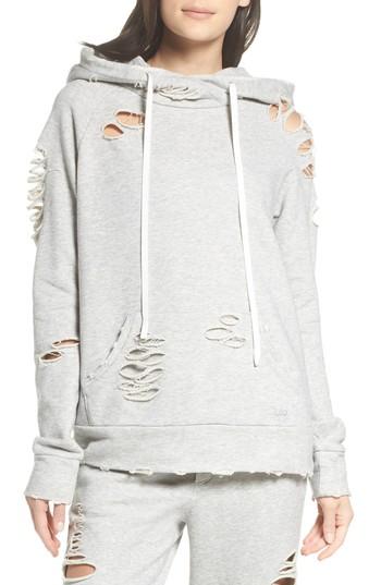 Women's Alo Ripped Hoodie - Grey