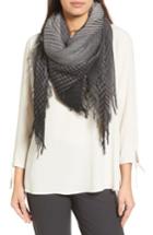 Women's Eileen Fisher Sparkle Check Wool Blend Scarf, Size - Grey