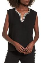 Women's Moon River Rope Trim Tank - Black