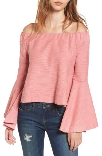 Women's Moon River Off The Shoulder Bell Sleeve Top - Pink