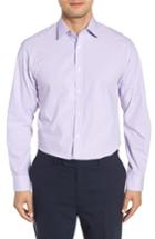 Men's Nordstrom Men's Shop Tech-smart Traditional Fit Stretch Check Dress Shirt 32/33 - Purple