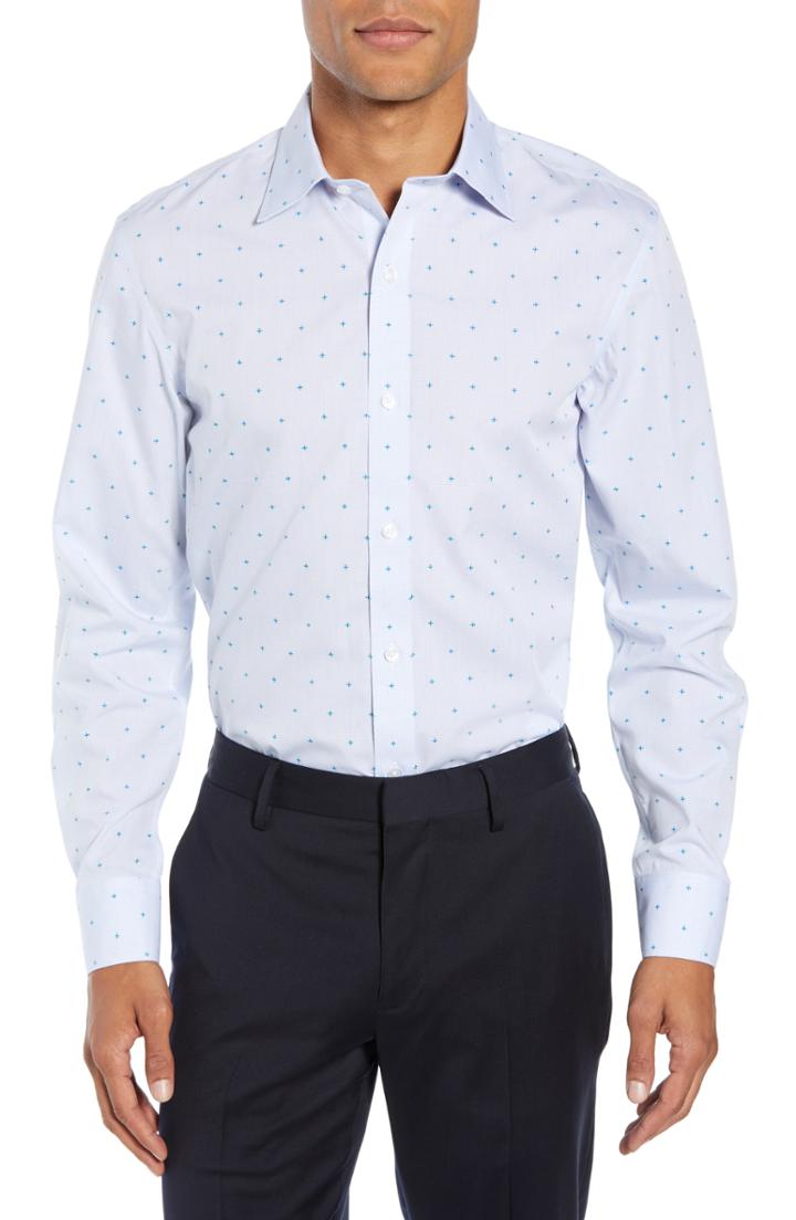 Men's Bonobos Daily Grind Slim Fit Print Dress Shirt .5 - Blue