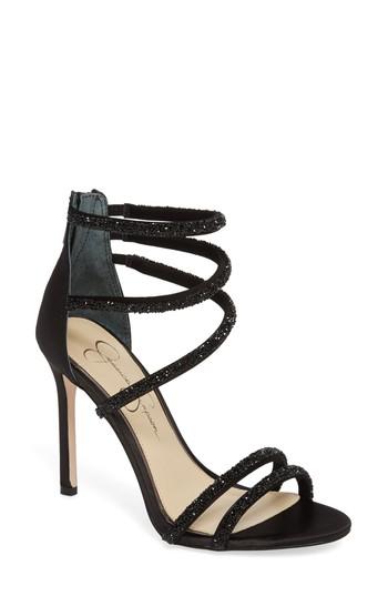 Women's Jessica Simpson Jamalee Glitter Sandal .5 M - Black