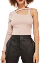 Women's Topshop Strappy One Shoulder Bodysuit Us (fits Like 0-2) - Pink