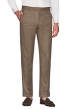 Men's Zanella Parker Flat Front Wool Flannel Trousers - Beige