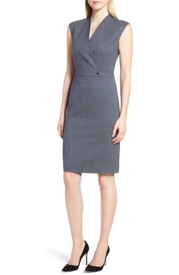 Women's Boss Stretch Wool Sheath Dress - Blue