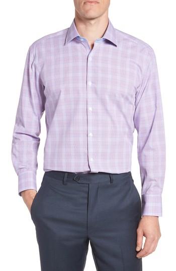 Men's Tailorbyrd Jason Trim Fit Plaid Dress Shirt .5 - 32/33 - Purple
