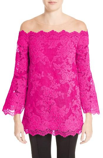 Women's Marchesa Off The Shoulder Illusion Lace Top
