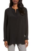 Women's Eileen Fisher Silk Shirt, Size - Black