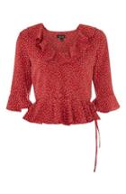 Women's Topshop Phoebe Frilly Blouse Us (fits Like 0-2) - Red