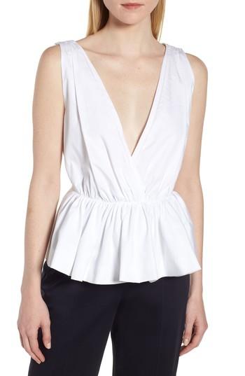 Women's Lewit Tie Back Peplum Poplin Top - White