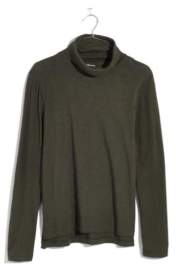 Women's Madewell Whisper Cotton Turtleneck Top, Size - Green