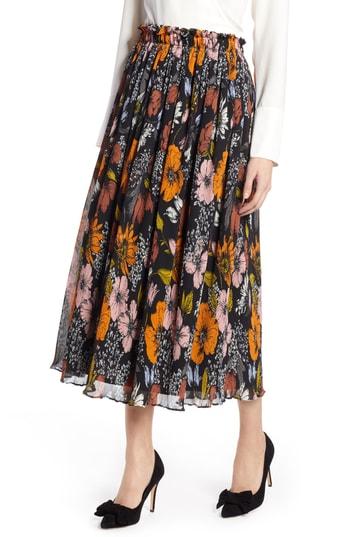 Women's Halogen X Atlantic-pacific Crinkle Midi Skirt - Black